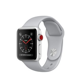 Refurbished Apple Watch Series 3 GPS + Cellular Silver Aluminium 38MM Fog Sport Band EE, C