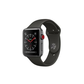 Refurbished Apple Watch Series 3 GPS + Cellular Space Grey Aluminium 42MM Grey Sport Band EE, A
