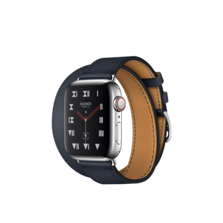 Refurbished Apple Watch Stainless Steel Case with Blue/Bleu Indigo Swift Leather Double Tour 40mm