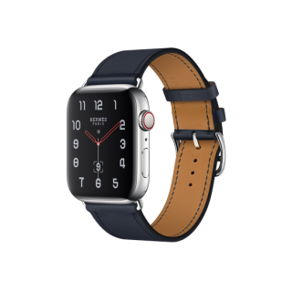 Refurbished Apple Watch Hermès Stainless Steel Case with Bleu Indigo Swift Leather Single Tour 44mm
